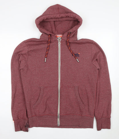 Superdry Men's Red Full Zip Hoodie, M, Logo Accent