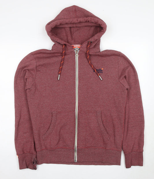 Superdry Men's Red Full Zip Hoodie, M, Logo Accent