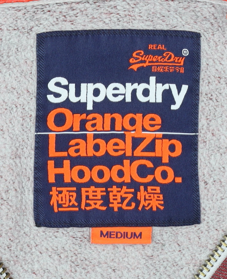 Superdry Men's Red Full Zip Hoodie, M, Logo Accent
