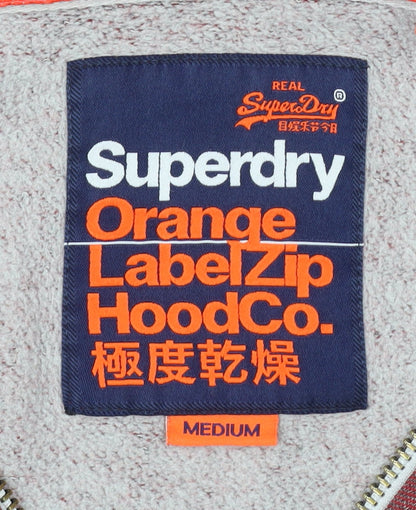 Superdry Men's Red Full Zip Hoodie, M, Logo Accent