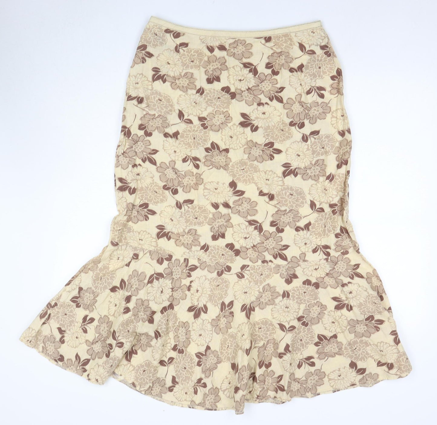 East Women's Beige Floral Flare Skirt Size 14