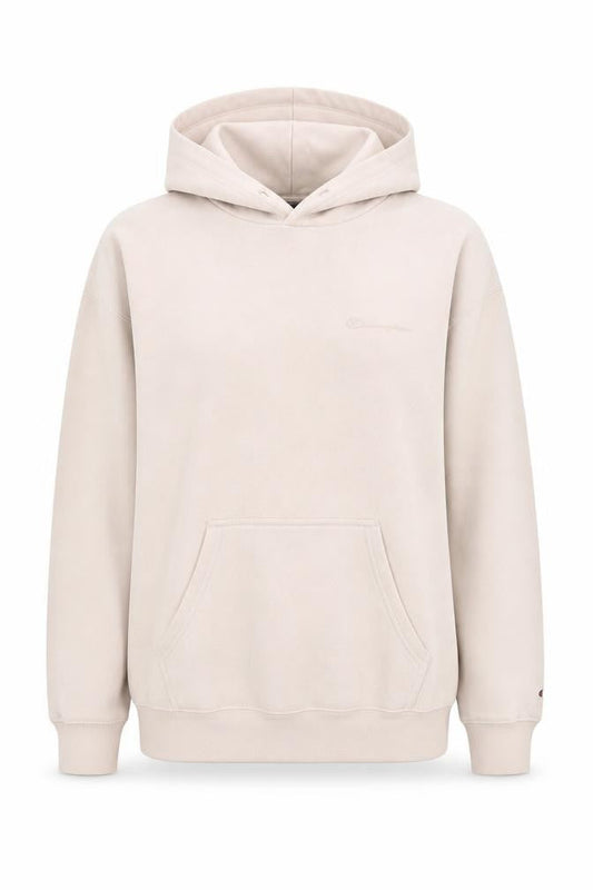Front view of Champion unisex adults ivory pullover hoodie m