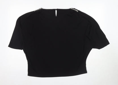 Colebrooke Women's Black Blouse M Beaded Dolman Sleeves