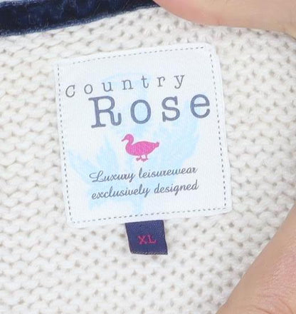 Country Rose Ivory Cable-Knit Cardigan XL