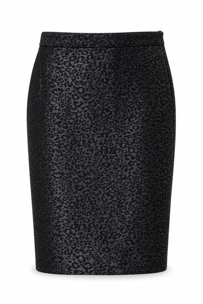 ICHI Women's Black Animal Print Pencil Skirt L