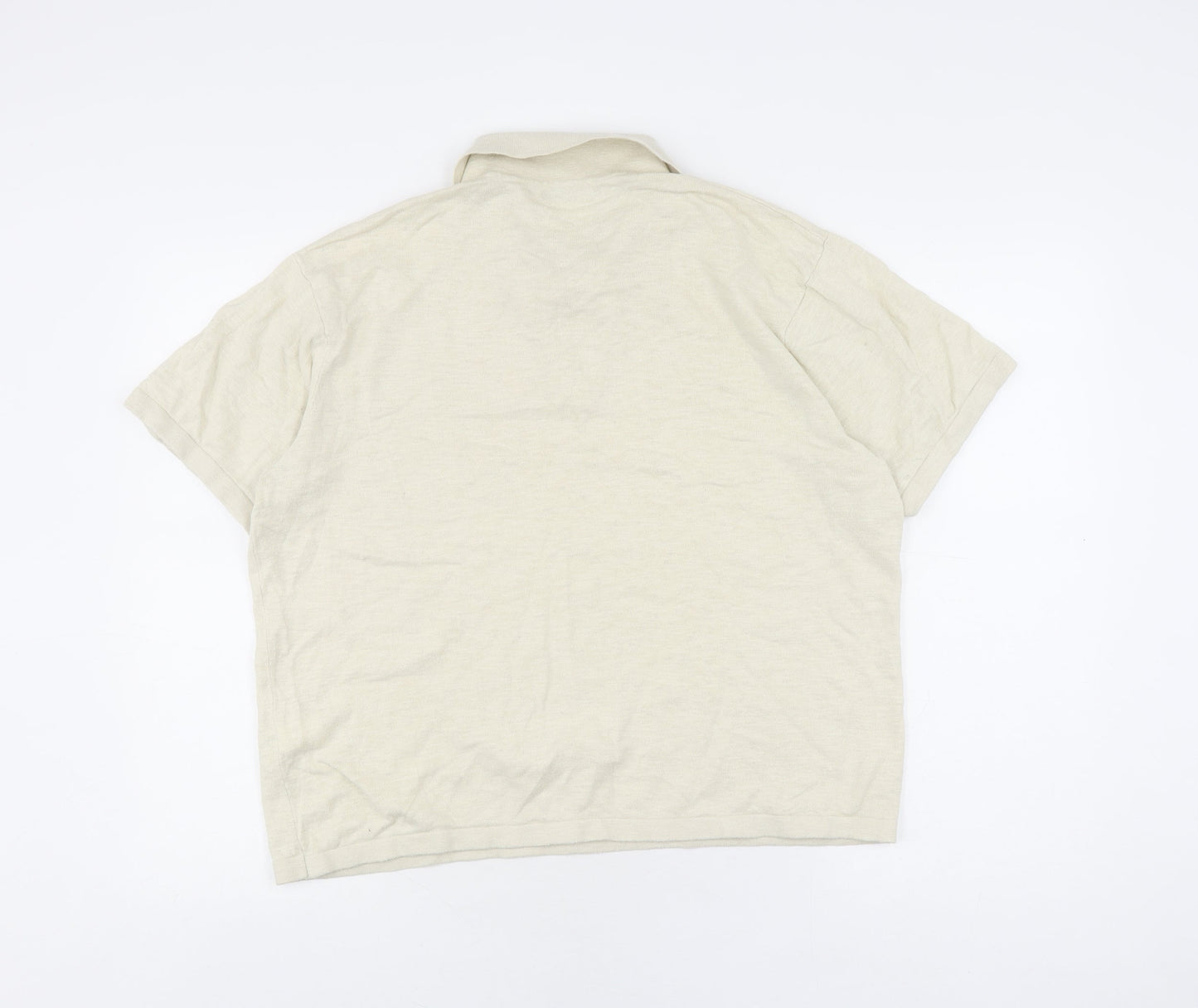 Zara Men's Beige Cotton Polo Shirt Size S Casual