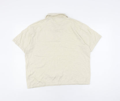 Zara Men's Beige Cotton Polo Shirt Size S Casual