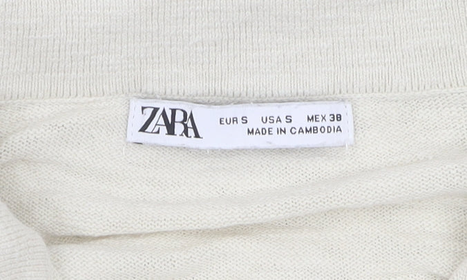Zara Men's Beige Cotton Polo Shirt Size S Casual