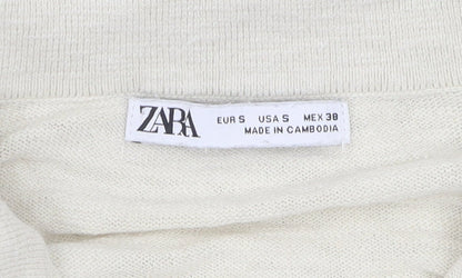 Zara Men's Beige Cotton Polo Shirt Size S Casual