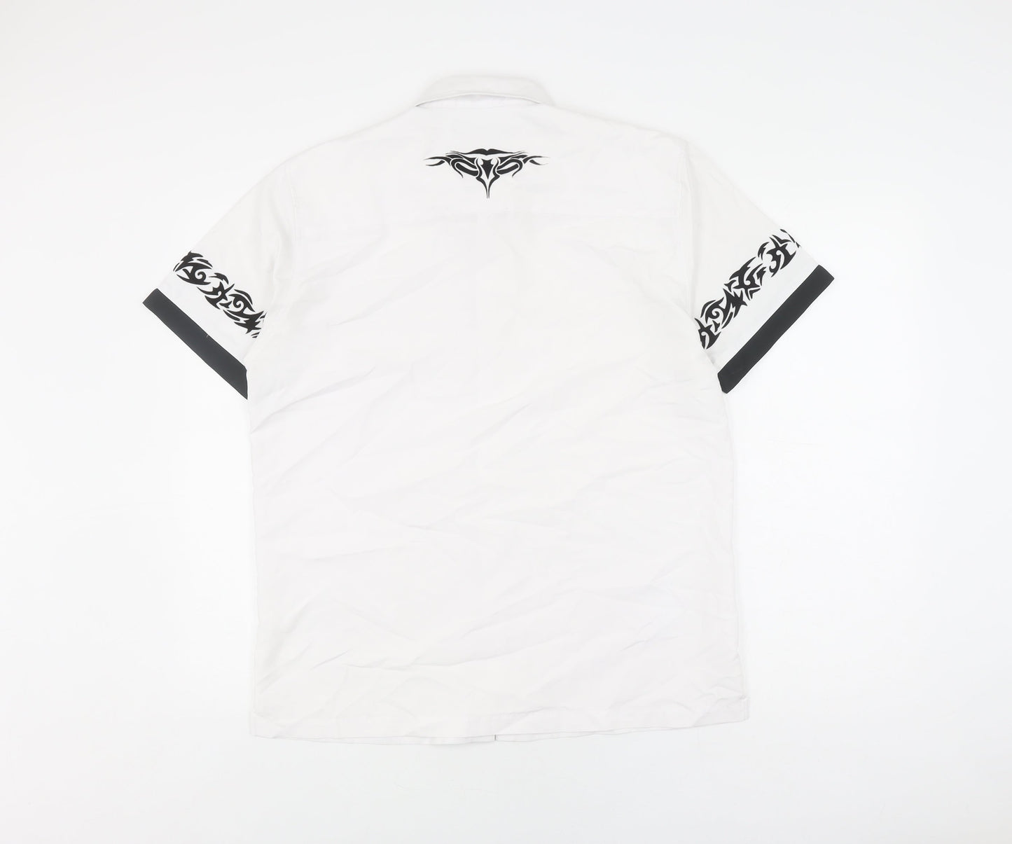 Moto Men's White Tribal Graphic Shirt M Short Sleeve