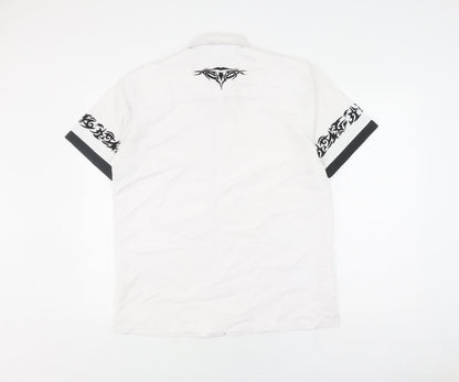 Moto Men's White Tribal Graphic Shirt M Short Sleeve