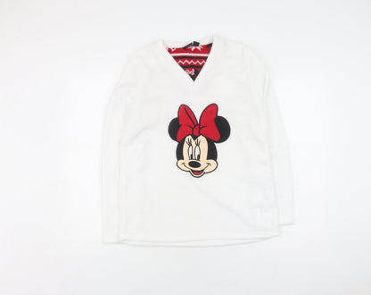 Disney Women White Fleece Pyjama Top Size 10-12