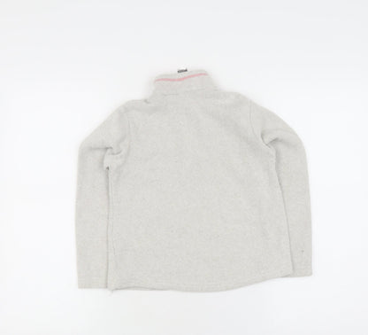 Decathlon Girls Grey Fleece Hoodie, Size 7-8 Years, 1/2 Zip