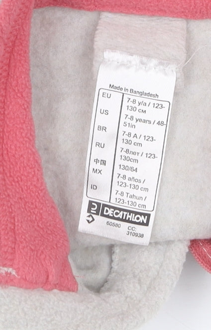 Decathlon Girls Grey Fleece Hoodie, Size 7-8 Years, 1/2 Zip