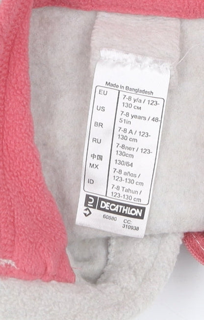 Decathlon Girls Grey Fleece Hoodie, Size 7-8 Years, 1/2 Zip