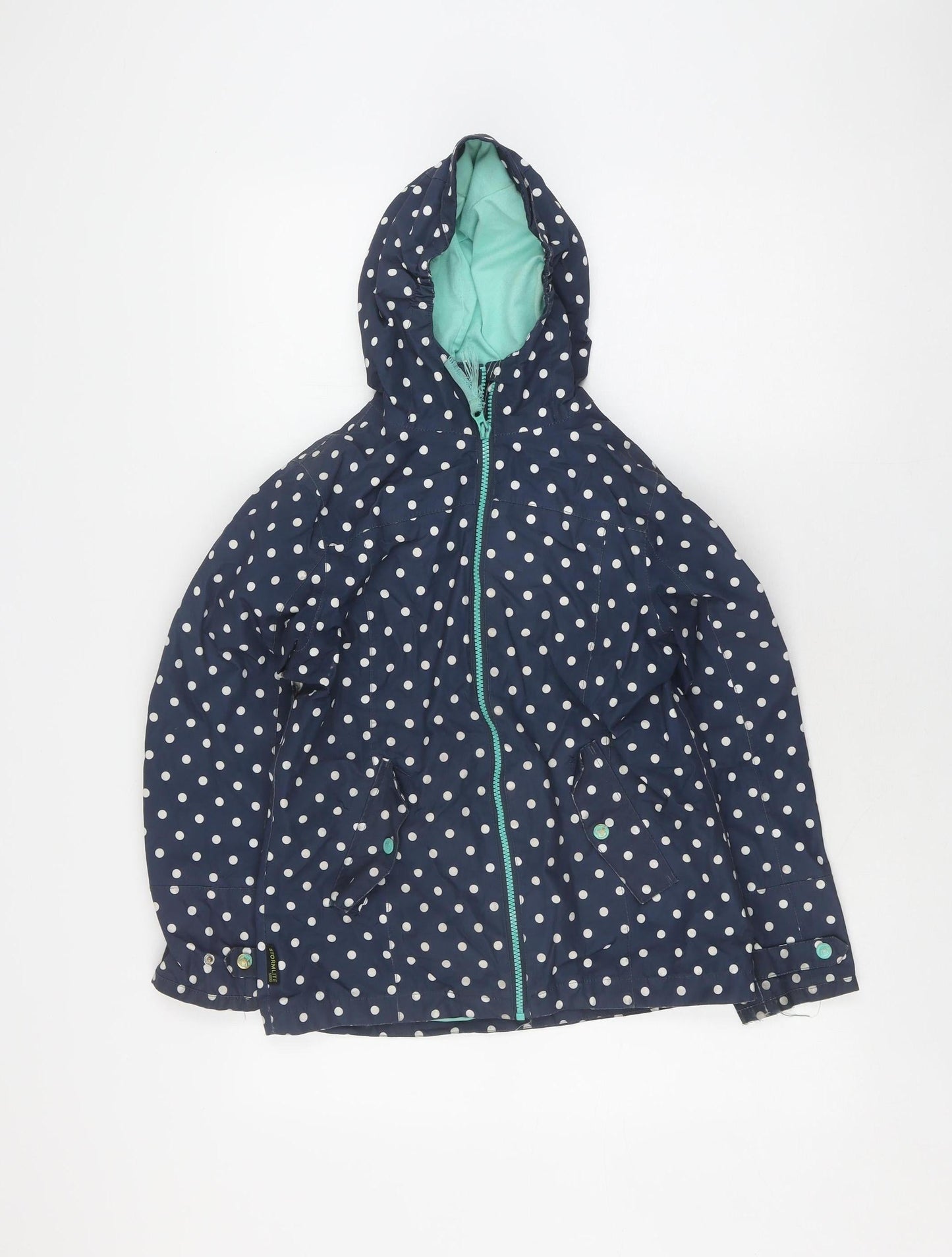 Gelert Girls Blue Polka Dot Rain Coat 11-12 Years Hooded