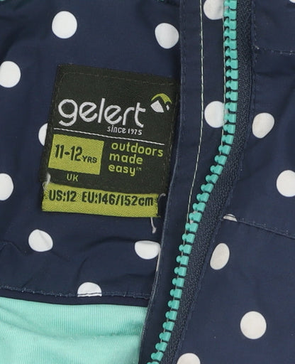 Gelert Girls Blue Polka Dot Rain Coat 11-12 Years Hooded