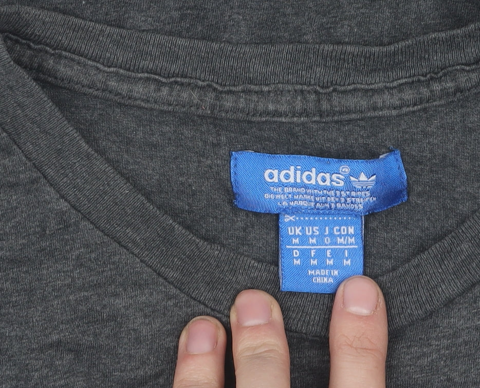 Adidas Men's Grey Graphic Logo T-Shirt Size M