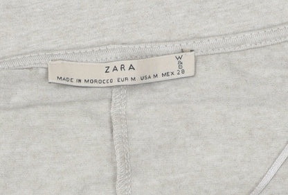 Zara Women's Multicoloured V-Neck T-Shirt, M, Casual Summer Style