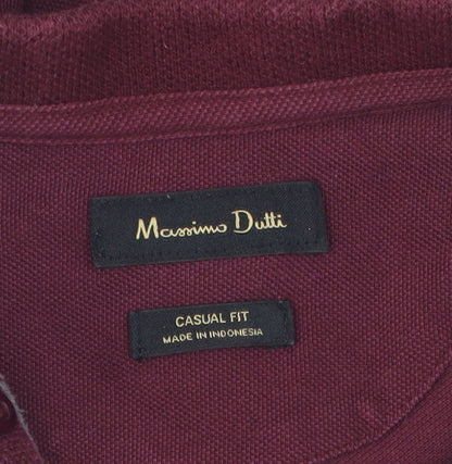 Unisex Adults UK Size L Massimo Dutti Red Basic Polo