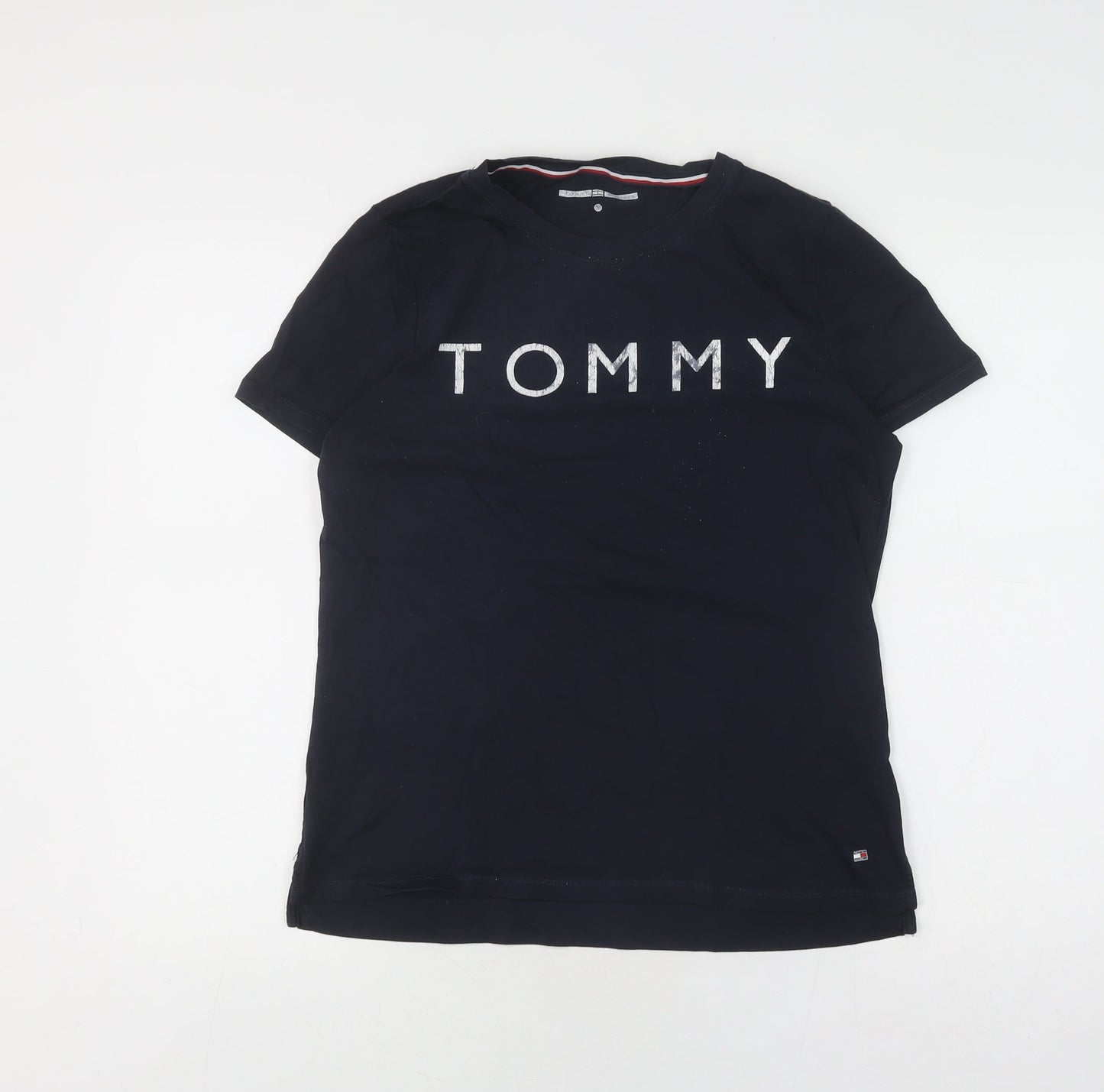 Womens UK Size M Tommy Hilfiger Black Basic T-Shirt