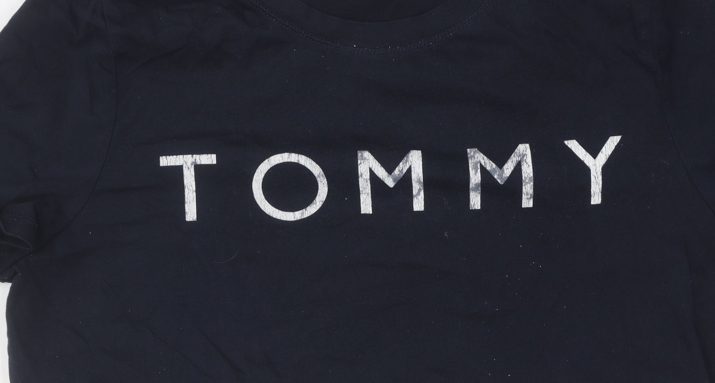 Womens UK Size M Tommy Hilfiger Black Basic T-Shirt