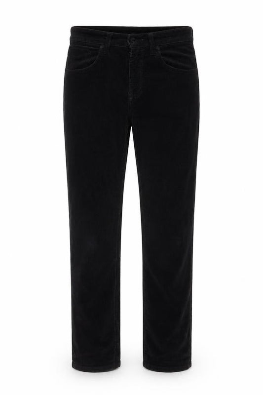 Front view of Wrangler unisex black corduroy trousers l