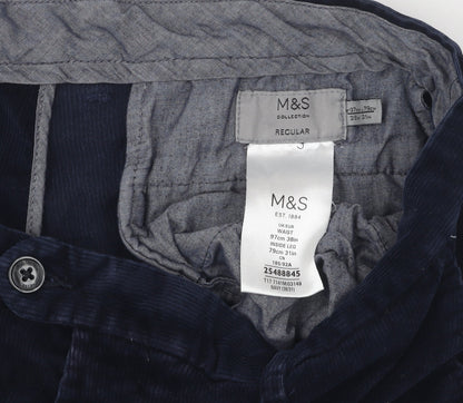 Marks and Spencer Men’s Blue Corduroy Trousers 38