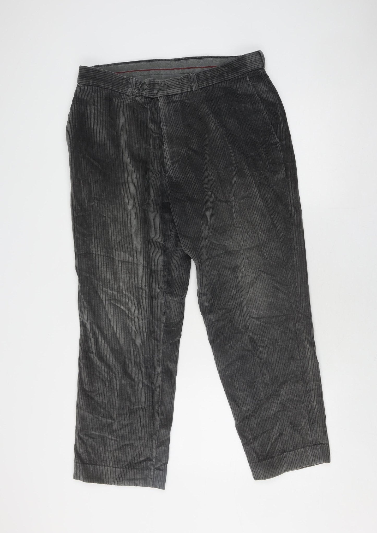 Simon Taylor Grey Corduroy Men's Trousers 36W 27L