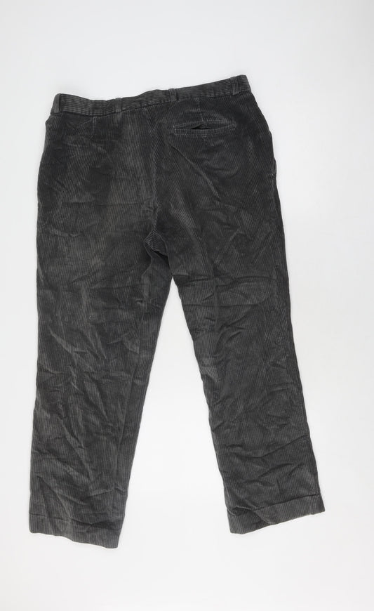 Simon Taylor Grey Corduroy Men's Trousers 36W 27L