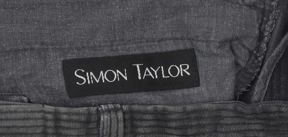 Simon Taylor Grey Corduroy Men's Trousers 36W 27L