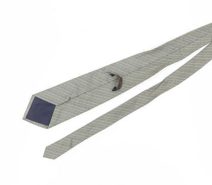 SUPERSMART Men's Grey Striped Silk Slim Tie
