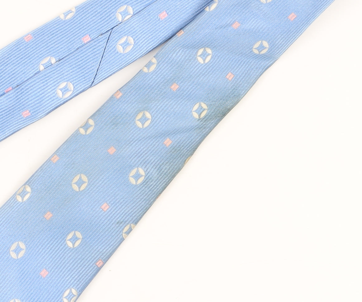 T.M.Lewin Men's Blue Silk Geometric Tie One Size