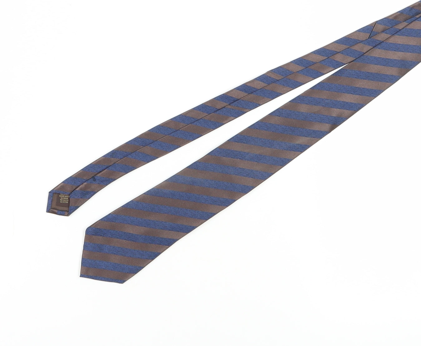 Tasso Elba Men's Brown Blue Striped Silk Slim Tie