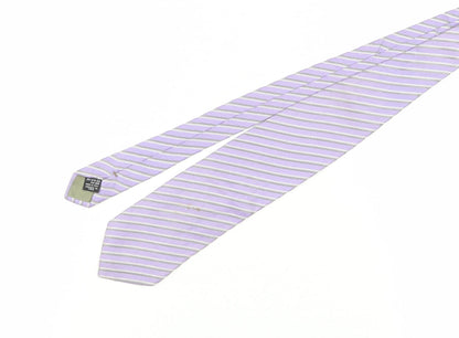 Mens Emporio Armani Purple Striped 100% Silk  Tie