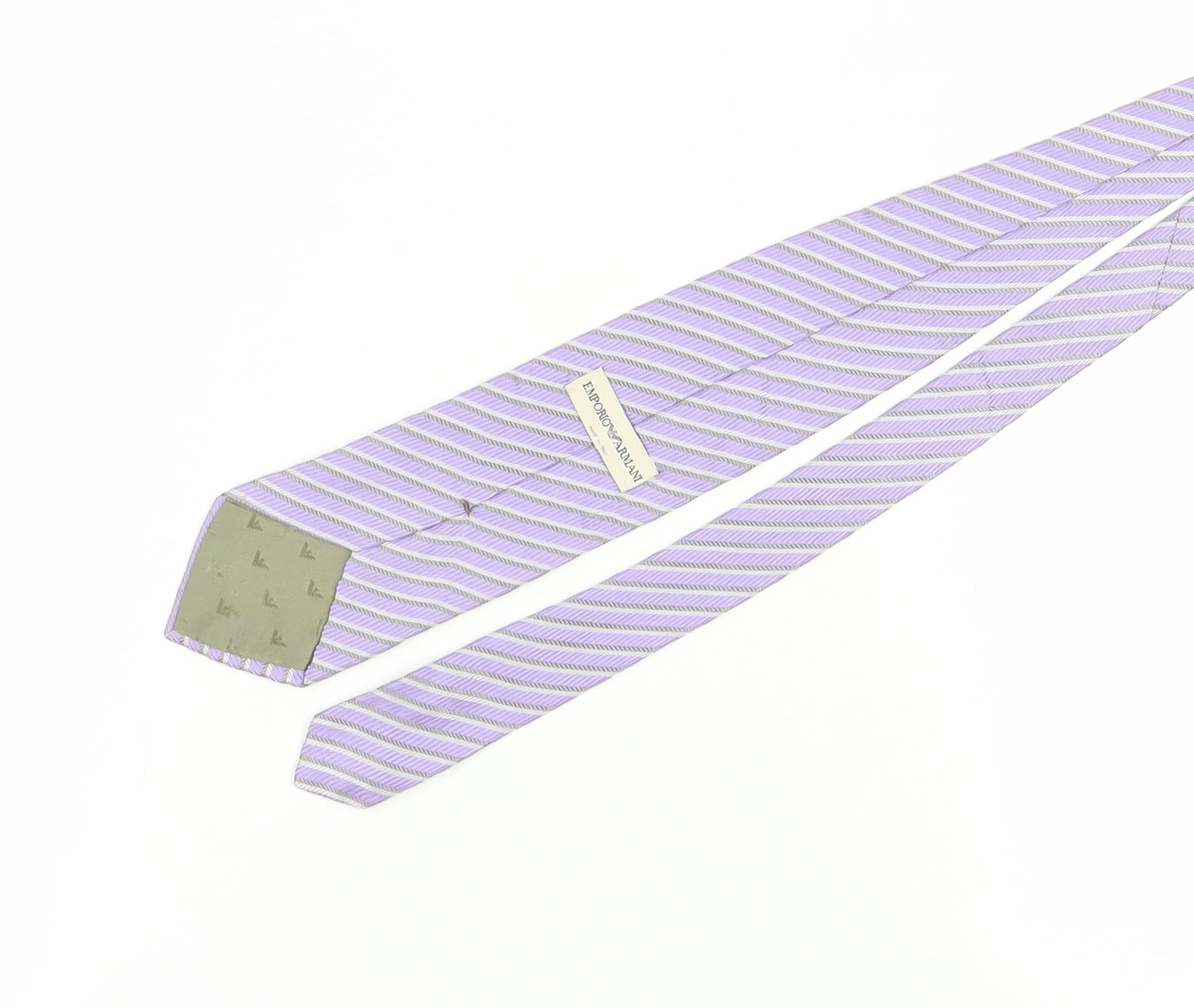 Mens Emporio Armani Purple Striped 100% Silk  Tie