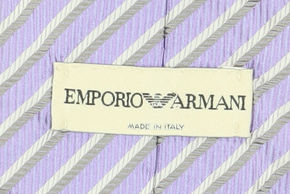 Mens Emporio Armani Purple Striped 100% Silk  Tie