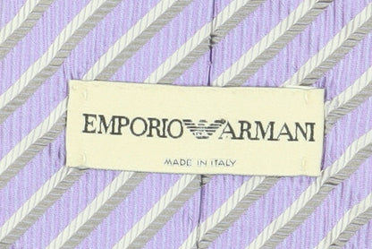 Mens Emporio Armani Purple Striped 100% Silk  Tie