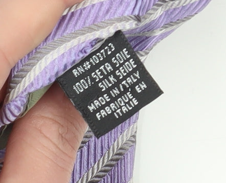 Mens Emporio Armani Purple Striped 100% Silk  Tie