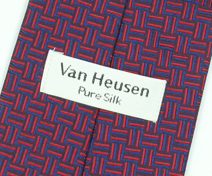 Van Heusen Men's Red Geometric Silk Tie