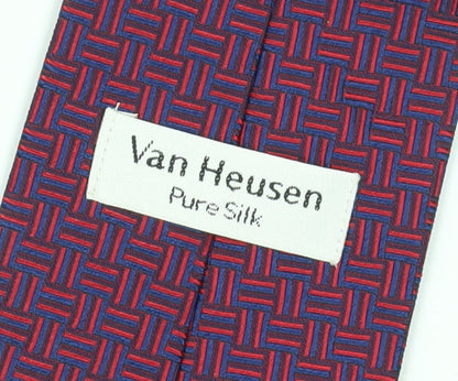 Van Heusen Men's Red Geometric Silk Tie
