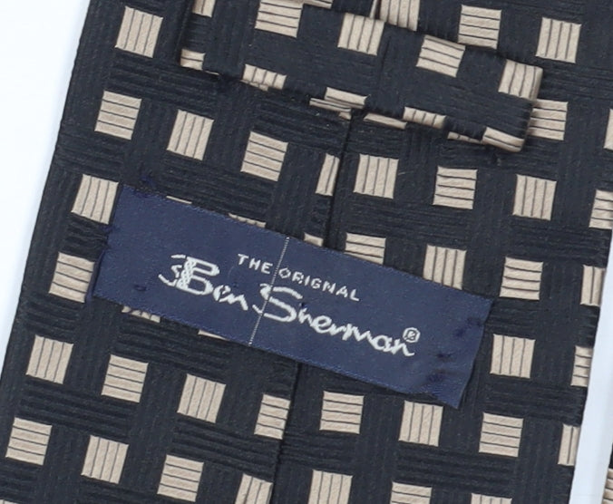 Mens Ben Sherman Black Geometric 100% Silk  Tie