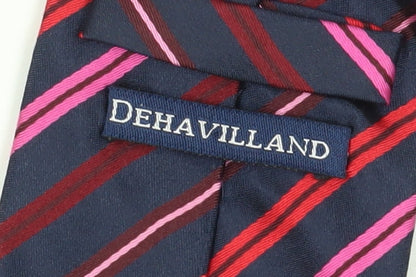 Mens Dehavilland Multicoloured Striped 100% Silk Designer Tie
