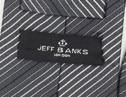 Jeff Banks Men's Black Striped Silk Tie