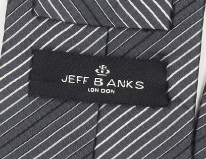Jeff Banks Men's Black Striped Silk Tie