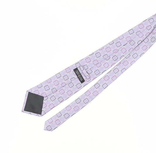 Jeff Banks Men's Purple Geometric Silk Tie
