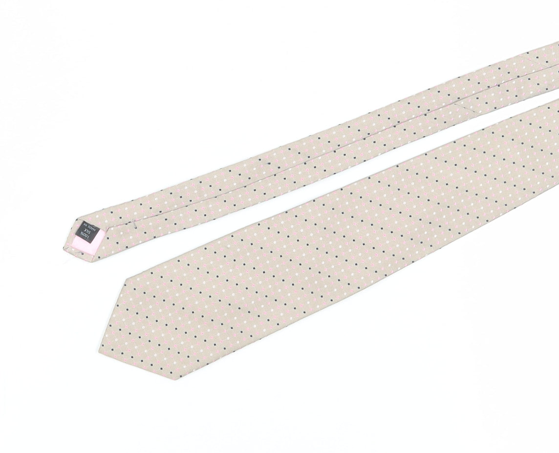 Thomas Nash Men's Beige Silk Polka Dot Tie, One Size