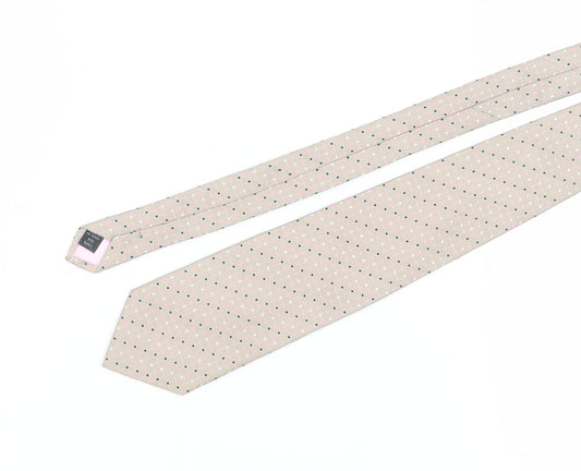 Thomas Nash Men's Beige Silk Polka Dot Tie, One Size
