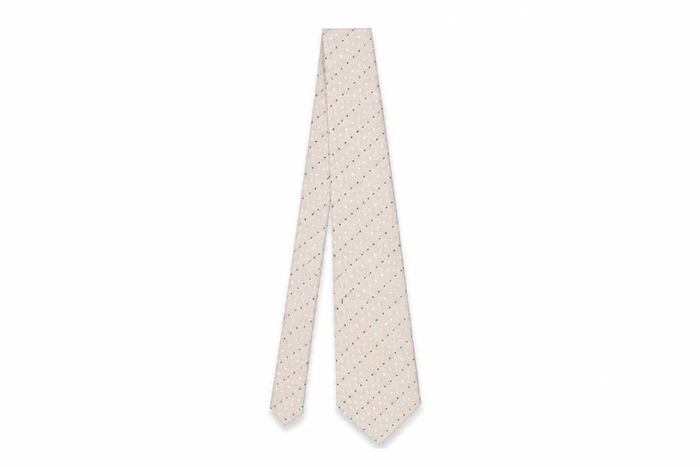 Mens Thomas Nash Beige Polka Dot 100% Silk  Tie