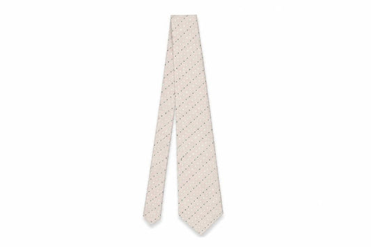 Front view of Thomas Nash Men's Beige Silk Polka Dot Tie, One Size